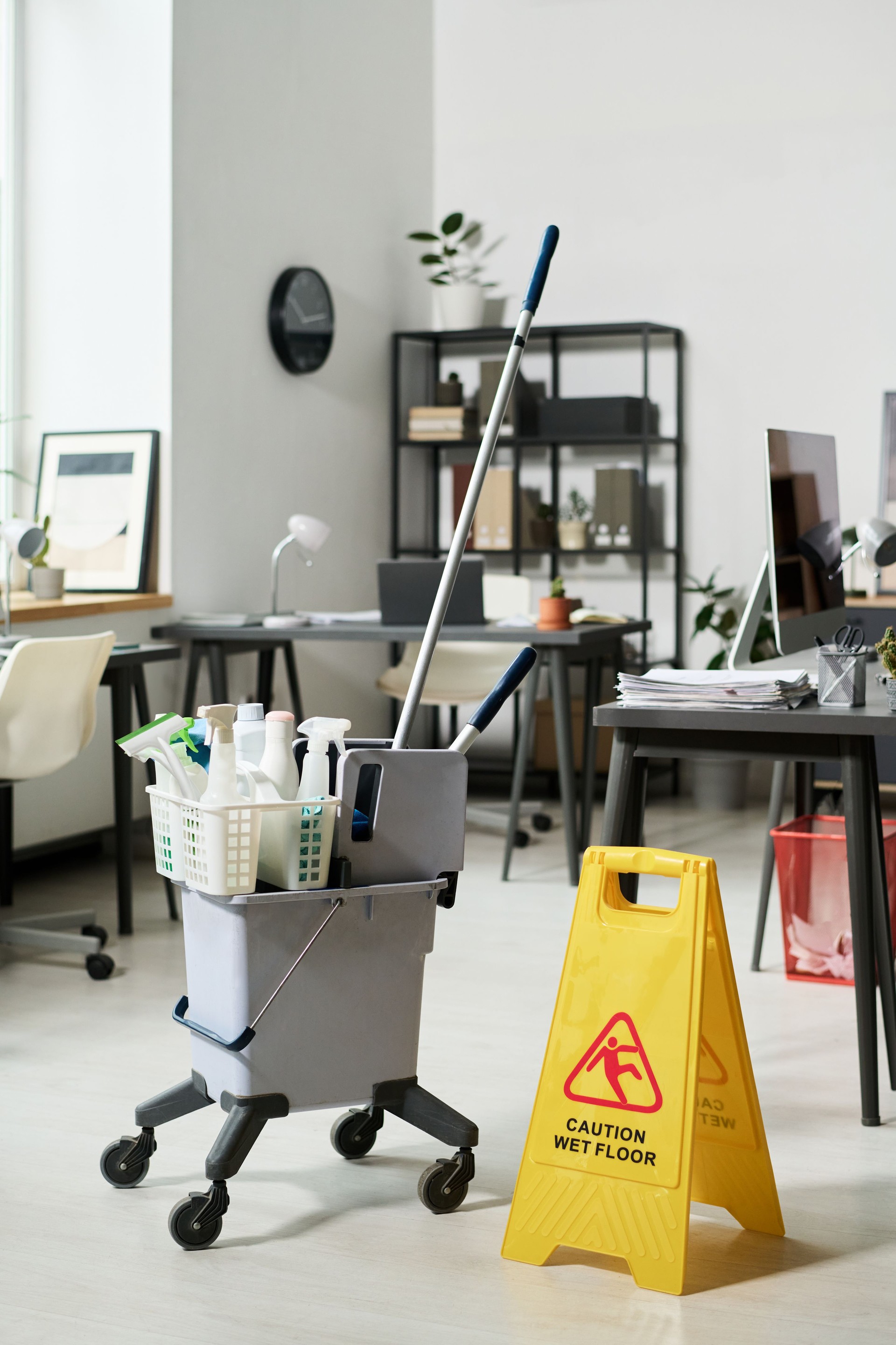 Doing Cleaning Of Office Room